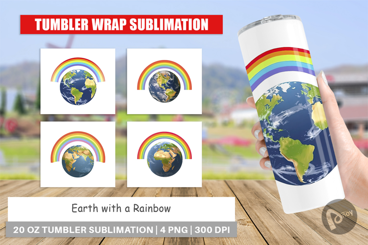 Tumbler Earth with a Rainbow