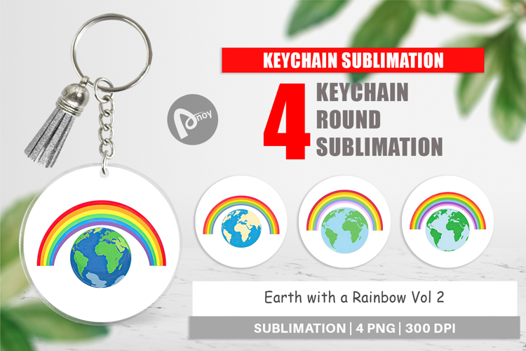 Keychain Earth with a Rainbow