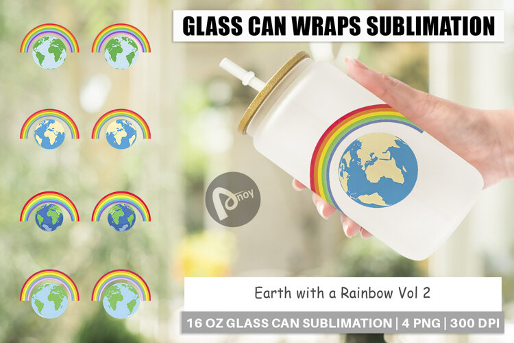 Glass Can Earth with a Rainbow example image 1