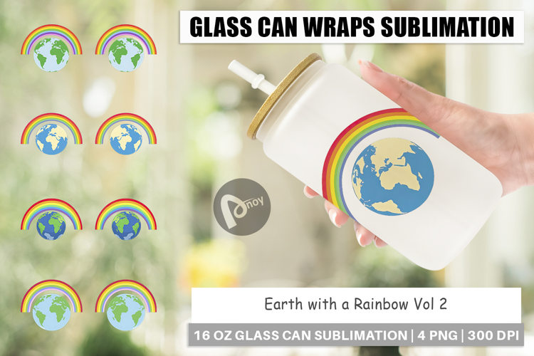 Glass Can Earth with a Rainbow