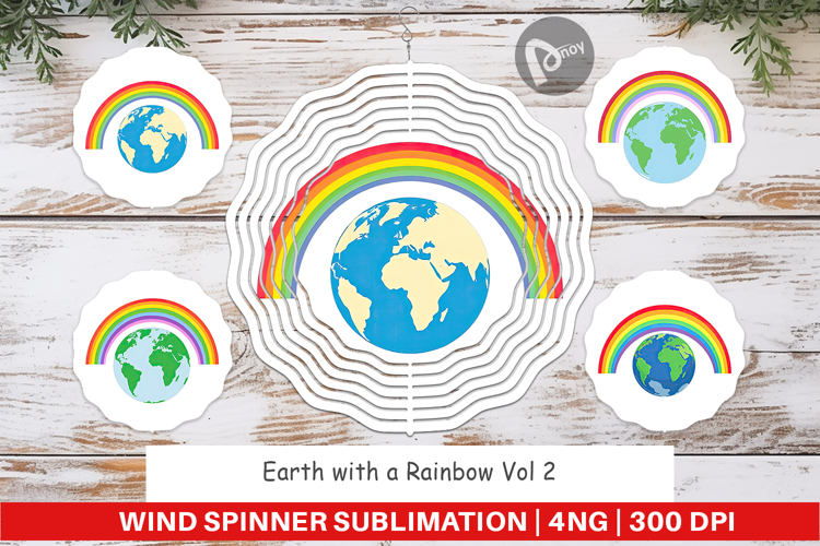 Wind Spinner Earth with a Rainbow