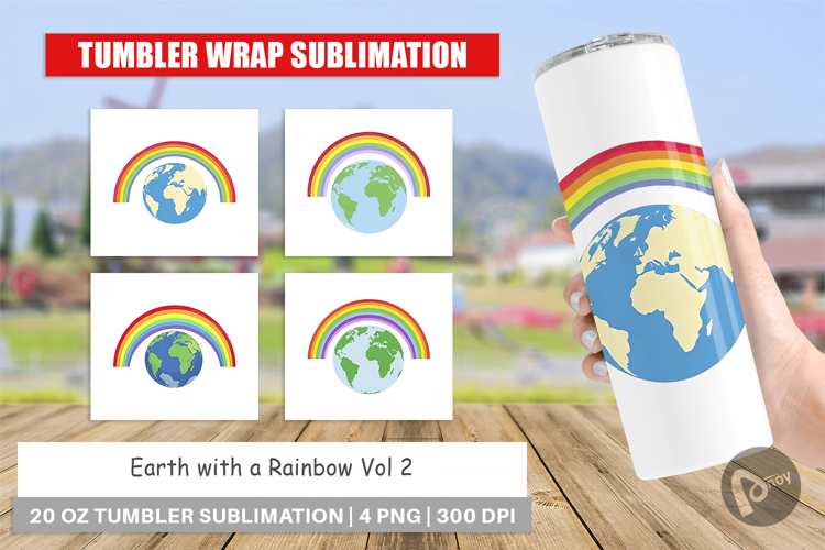 Tumbler Earth with a Rainbow