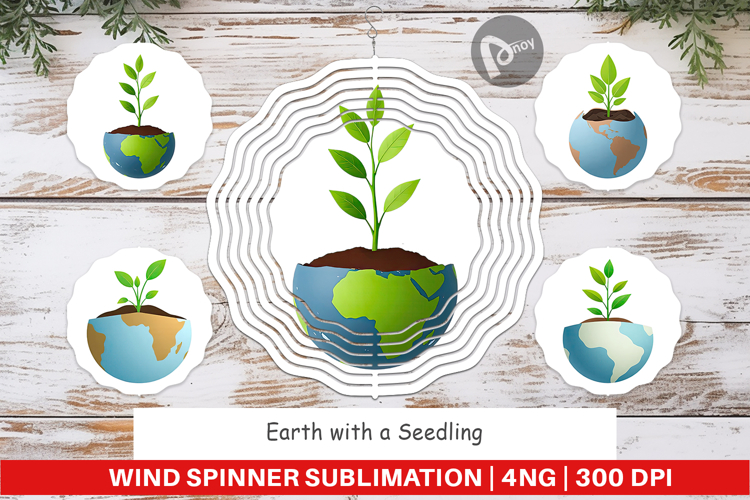 Wind Spinner Earth with a Seedling