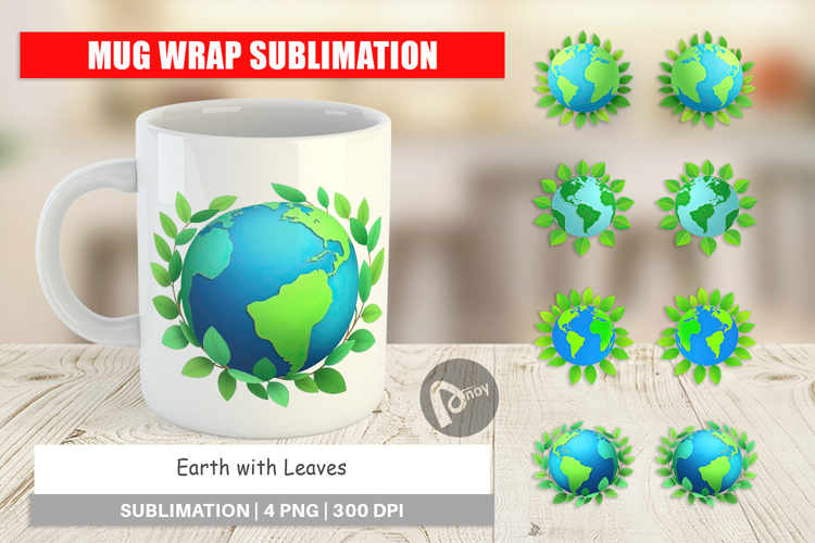 Mug Wrap Earth with Leaves
