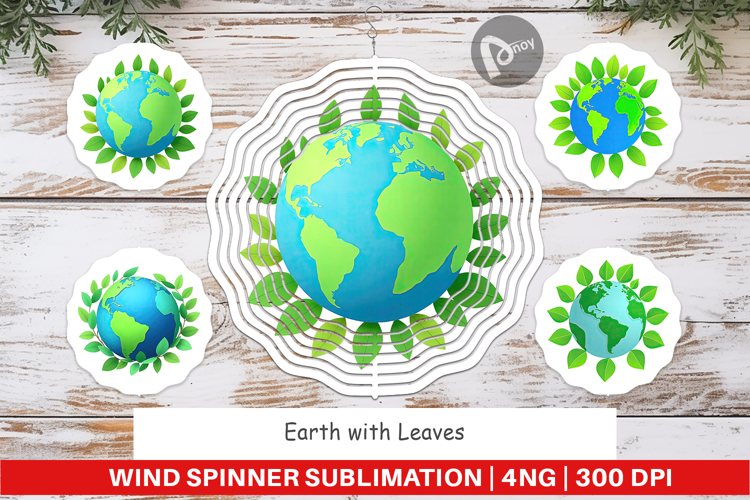 Wind Spinner Earth with Leaves