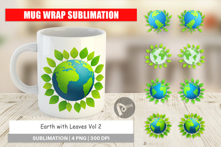 Mug Wrap Earth with Leaves example image 1