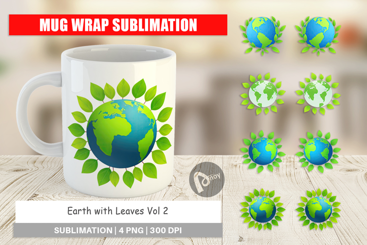 Mug Wrap Earth with Leaves