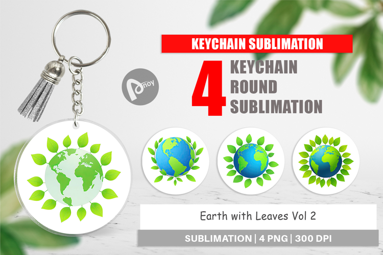 Keychain Earth with Leaves