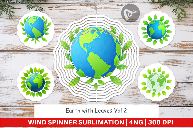 Wind Spinner Earth with Leaves