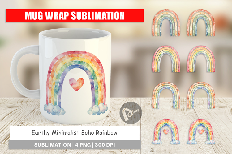 Earthy Boho Rainbow Mug Wrap
