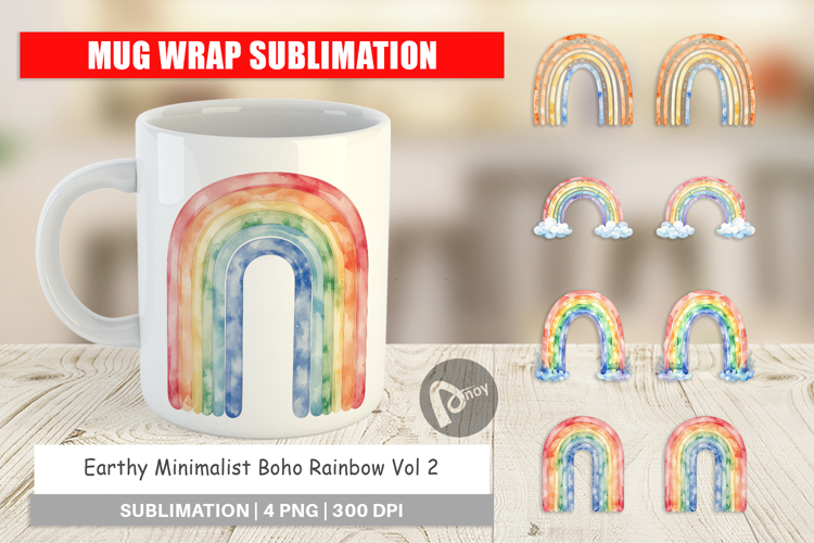 Earthy Boho Rainbow Mug Wrap