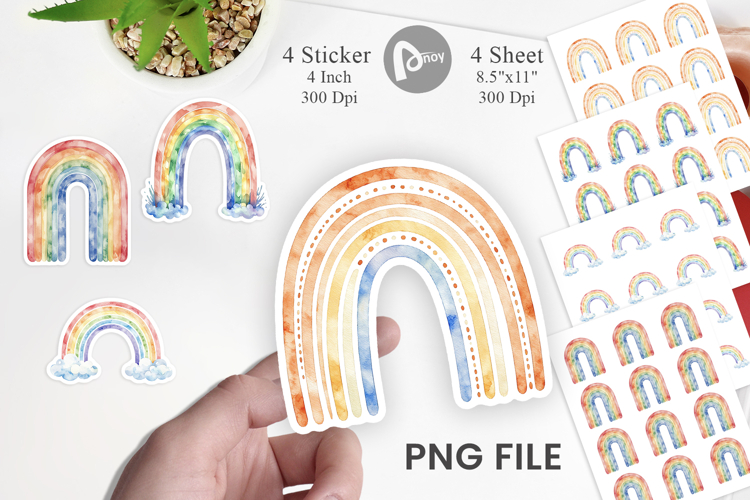 Earthy Boho Rainbow Sticker