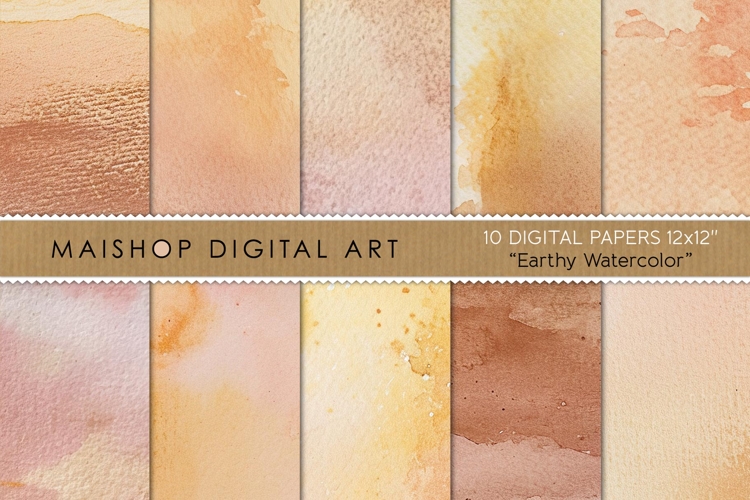 Earthy Watercolor Abstract Backgrounds Scrapbooking Papers