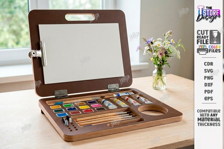 Easel For Drawing Laser Cut | Wooden Tabletop Paint Easel example image 1