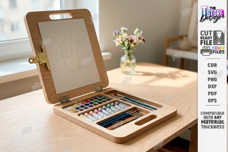 Easel For Drawing Laser Cut | Wooden Tabletop Paint Easel example image 1