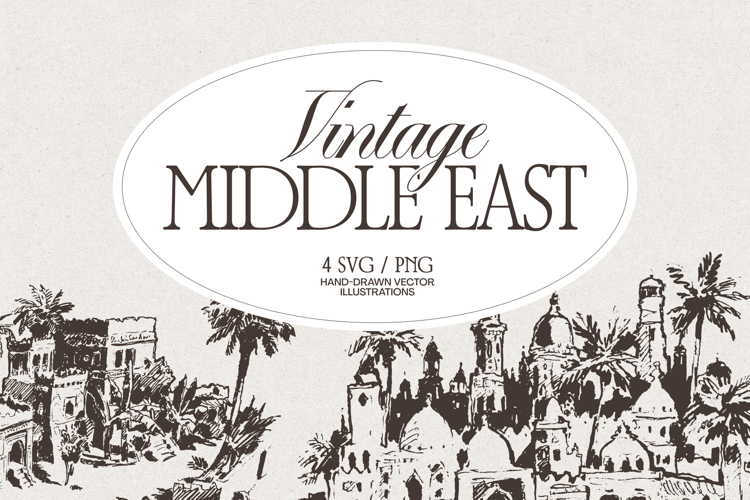 Vintage Middle Eastern Architecture Sketche