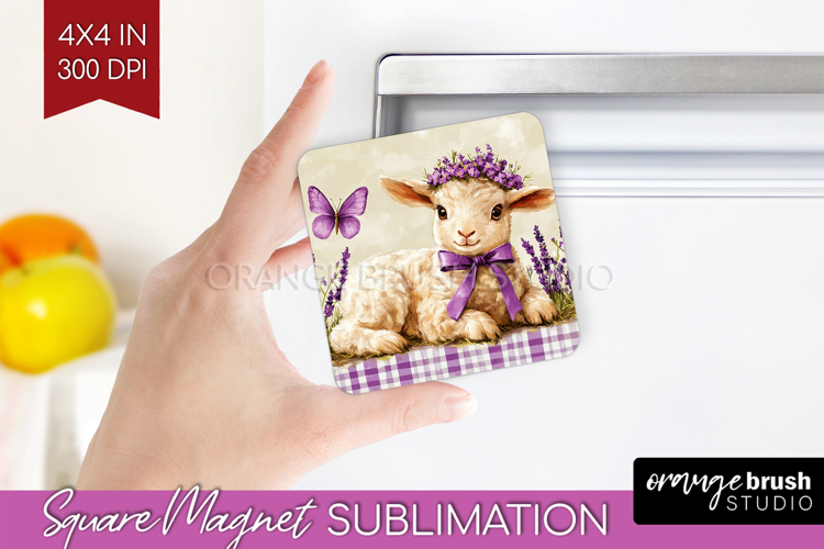 Easter Magnet Sublimation - Floral Easter Square Magnet PNG