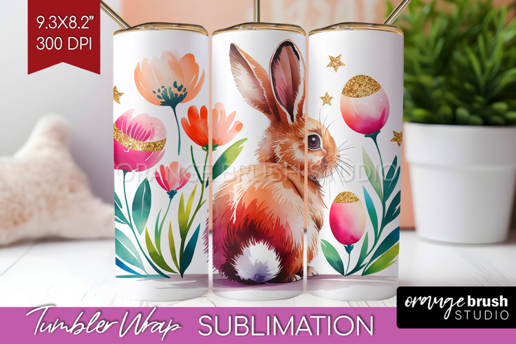 Easter Tumbler Wrap - Floral Easter Tumbler PNG Sublimation