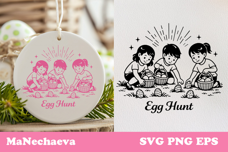 Easter Egg Hunt SVG | Kids Easter Hunt Sublimation Design
