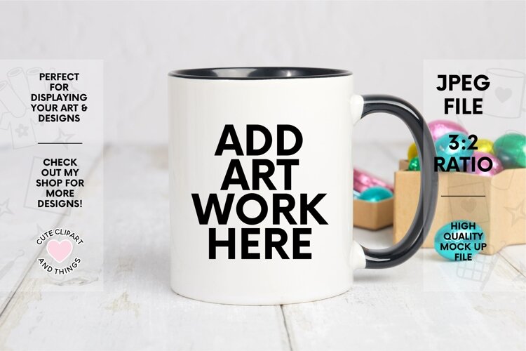Easter 11oz Black Handle Mug Mock Up