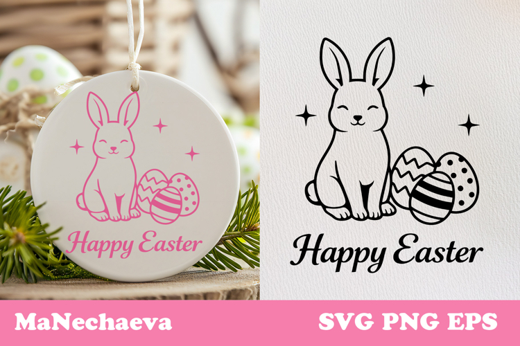 Happy Easter Bunny SVG | Easter Bunny Ornament Design