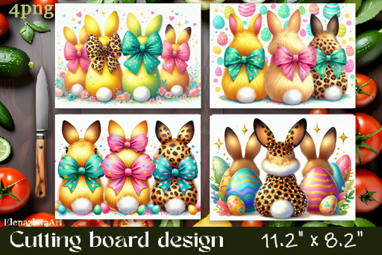 Easter Bunny Cutting Board PNG, Kitchen Cutting Board Design