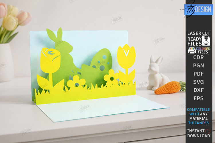 Easter 3D Layered Card SVG | Paper Pop Up Easter Bunny Card