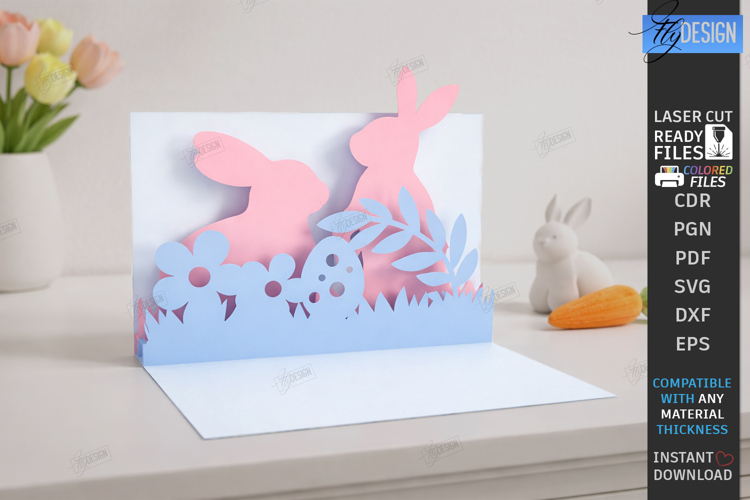 Easter 3D Layered Card SVG | Paper Pop Up Easter Bunny Card