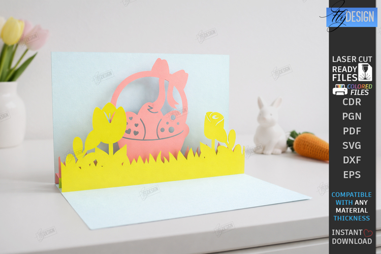 Easter 3D Layered Card SVG | Paper Pop Up Easter Bunny Card