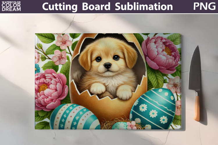 Easter Puppy Egg Design | Spring Cutting Board
