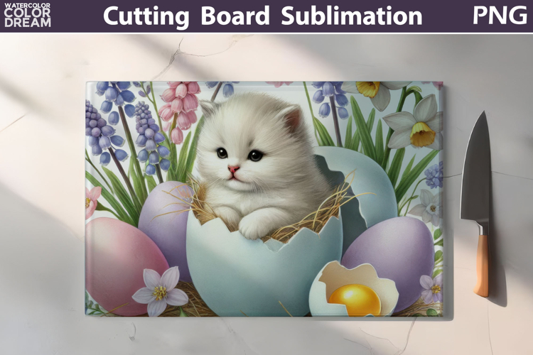 Easter Kitten Egg Design | Spring Cutting Board