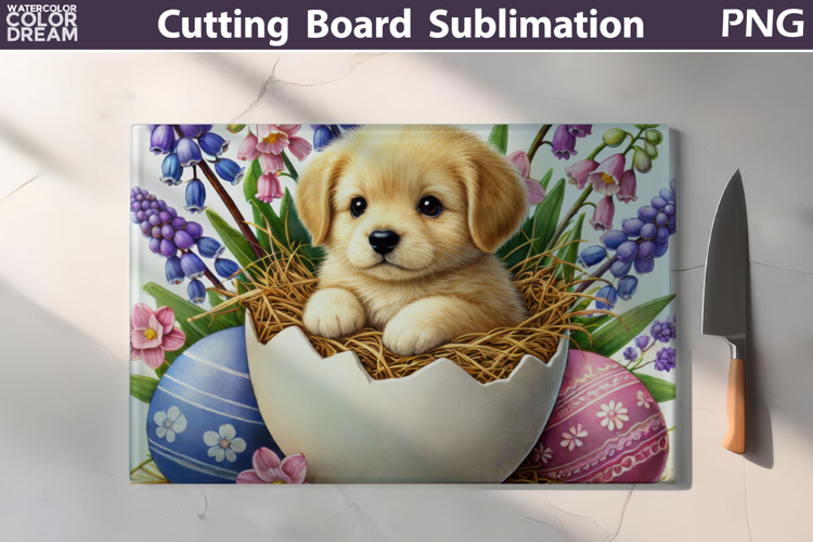 Easter Puppy Nest Design | Spring Cutting Board