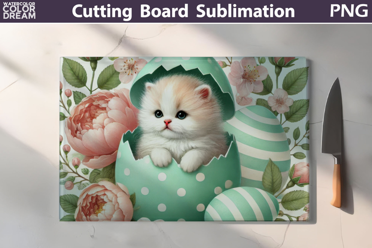 Easter Kitten Egg Design | Spring Cutting Board