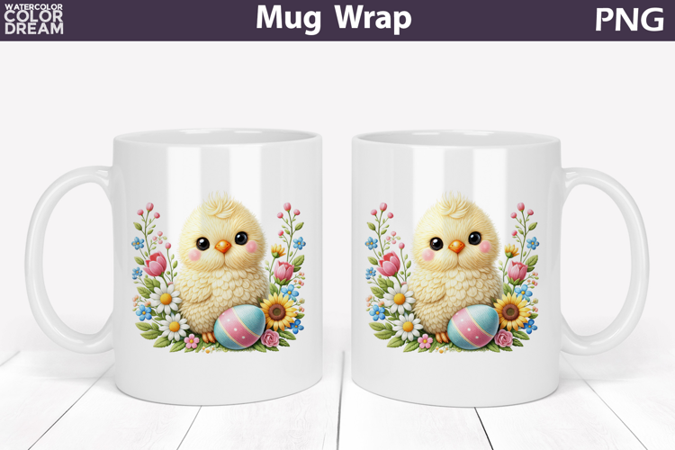 Chicken Floral Mug Wrap | Spring Animal Mug Sublimation