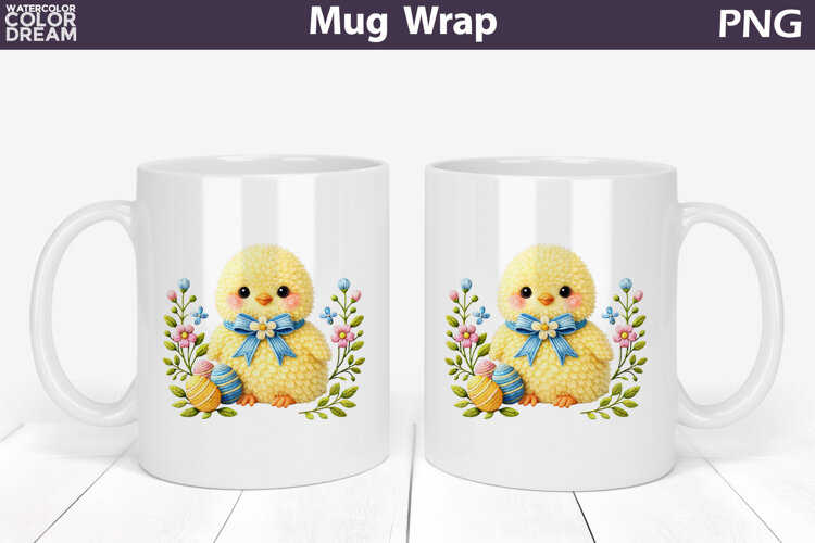 Chicken Floral Mug Wrap | Spring Animal Mug Sublimation example image 1