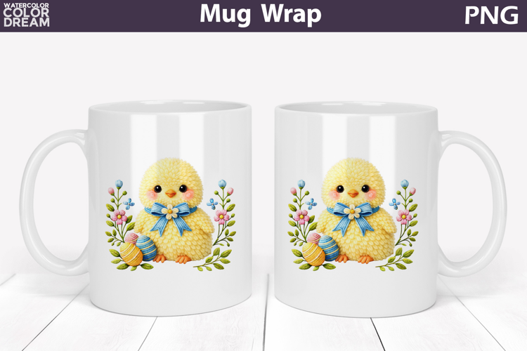 Chicken Floral Mug Wrap | Spring Animal Mug Sublimation