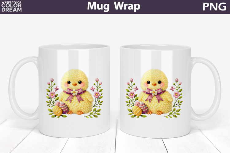 Chicken Floral Easter Eggs Mug Wrap | Spring Animal Mug Subl