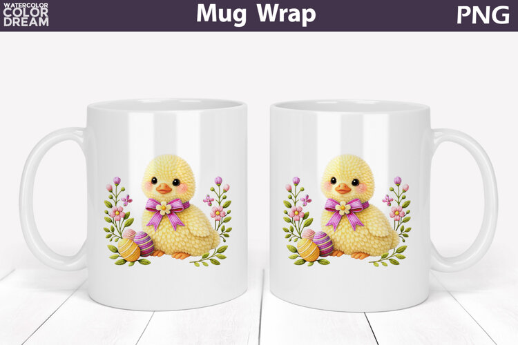 Duck Floral Mug Wrap | Spring Animal Mug Sublimation example image 1