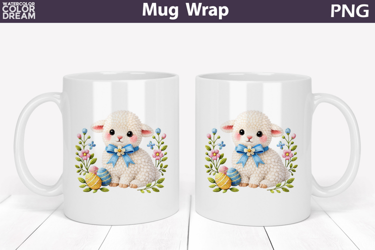 Lamb Floral Easter Eggs Mug Wrap | Spring Animal Mug