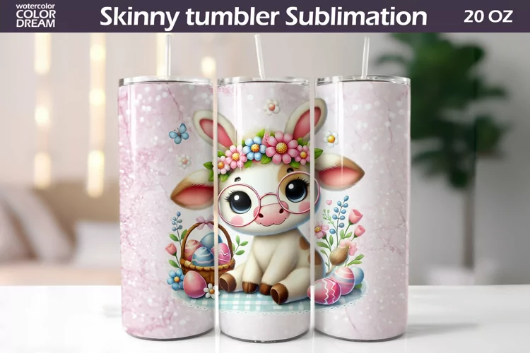 Easter Animal Tumbler | I Cute Cow Tumbler