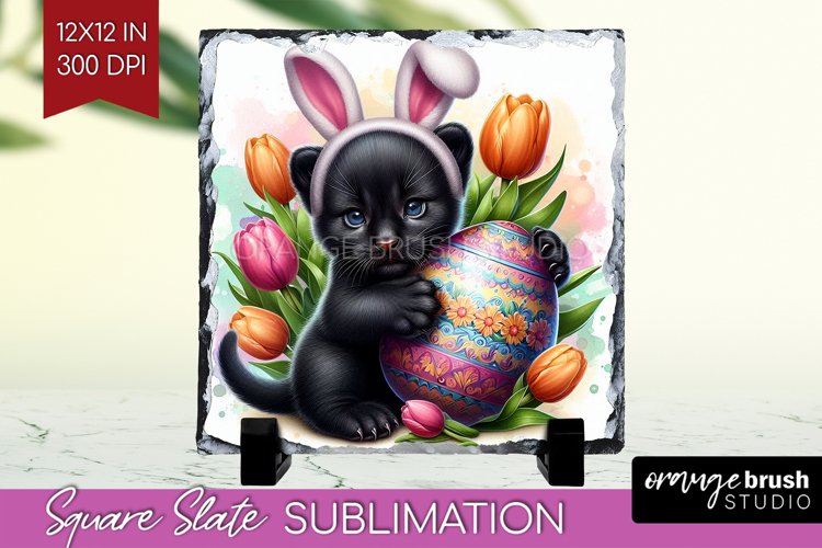 Easter Animals Slate PNG - Bunny Ears Square Slate