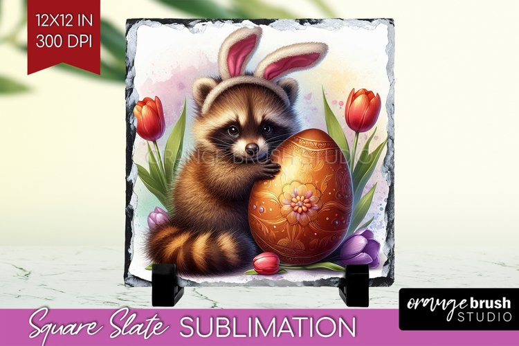 Easter Animals Slate PNG - Bunny Ears Square Slate