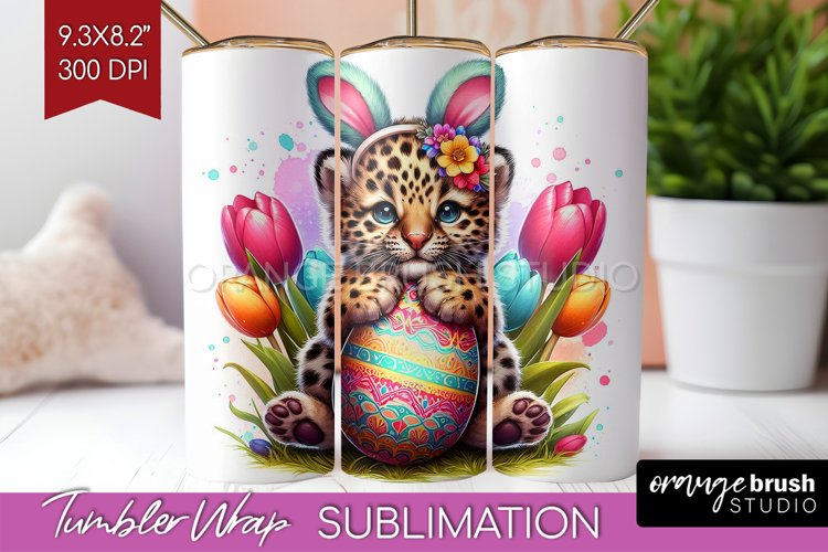 Easter Animals Tumbler Wrap - Bunny Ears Tumbler PNG