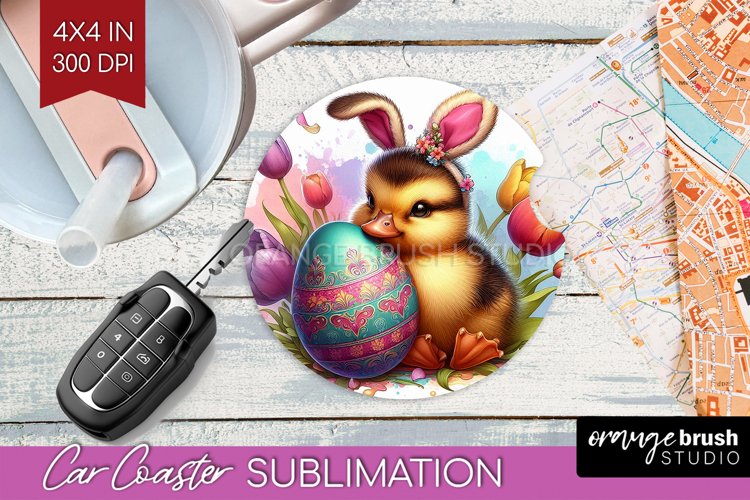 Easter Animals Car Coaster - Bunny Ears Coaster PNG