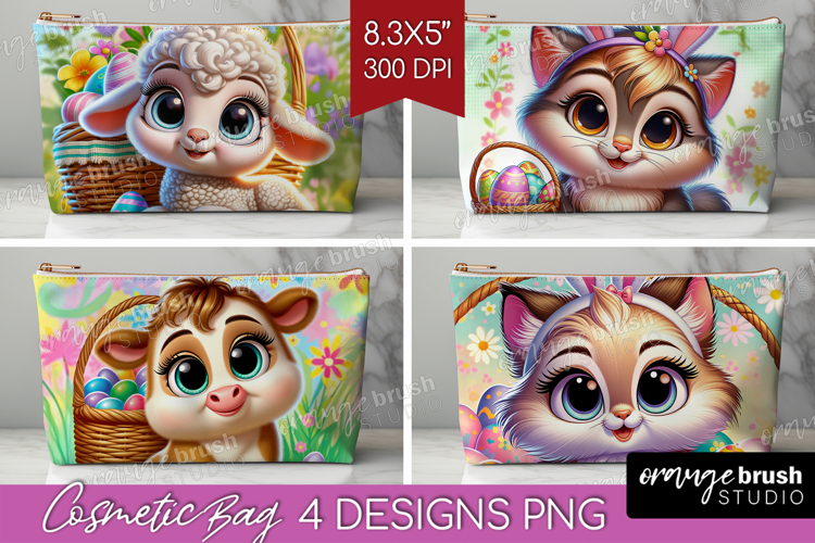 Easter Animals Cosmetic Bag - Cute Easter Makeup Bag PNG