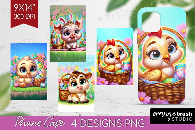 Easter Animals Phone Case PNG - Cute Easter Case PNG