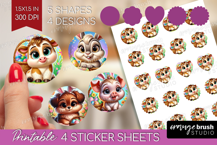 Easter Animals Round Sticker - Cute Easter Printable Sticker