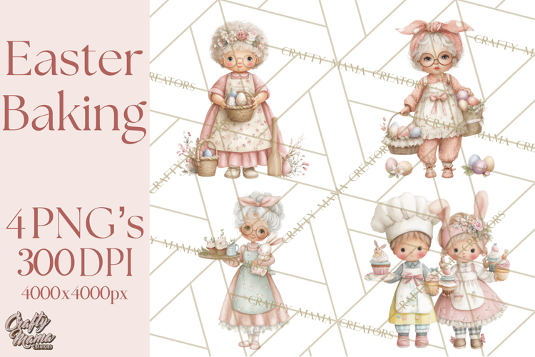 Easter Baking Clipart, Cute Easter Bakers, Pastel Cookies