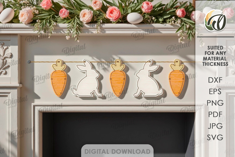 Easter Banner Laser Cut. Easter Garland SVG