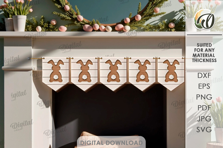 Easter Banner Laser Cut. Easter Garland SVG